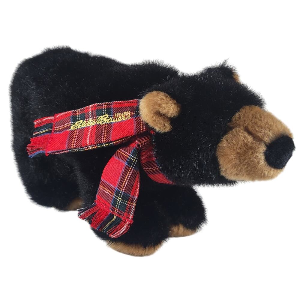 Steiff Teddy Bear Black Plaid Scarf  # 673054 Collectible Eddie Bauer 2009